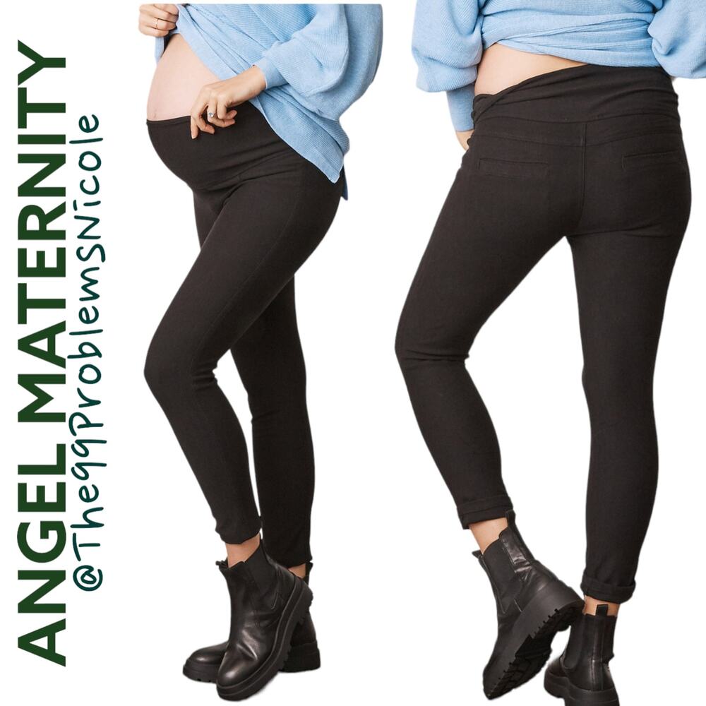 Angel Maternity Tamara Cotton Twill Black Maternity Pants